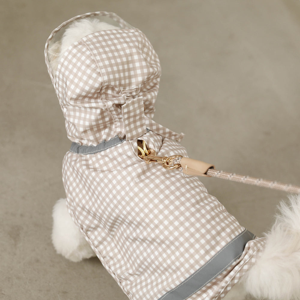 Water repellent gingham check raincoat