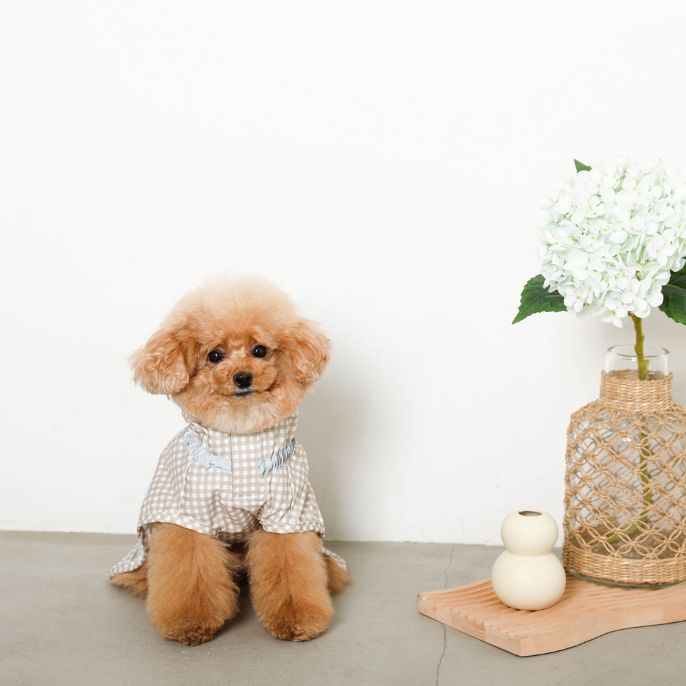 Water repellent gingham check raincoat
