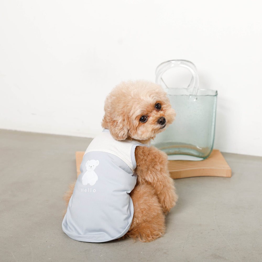 Cool bicolor mesh bear sleeveless tops [old model]