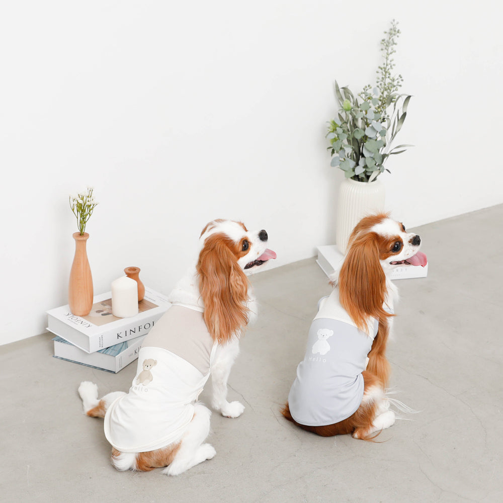 Cool bicolor mesh bear sleeveless tops [old model]