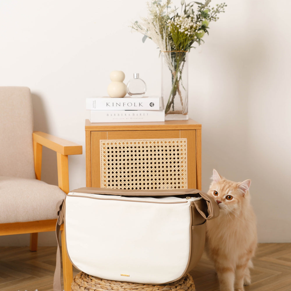 Canvas with mesh x eco leather pet sling [Supports name embroidery]
