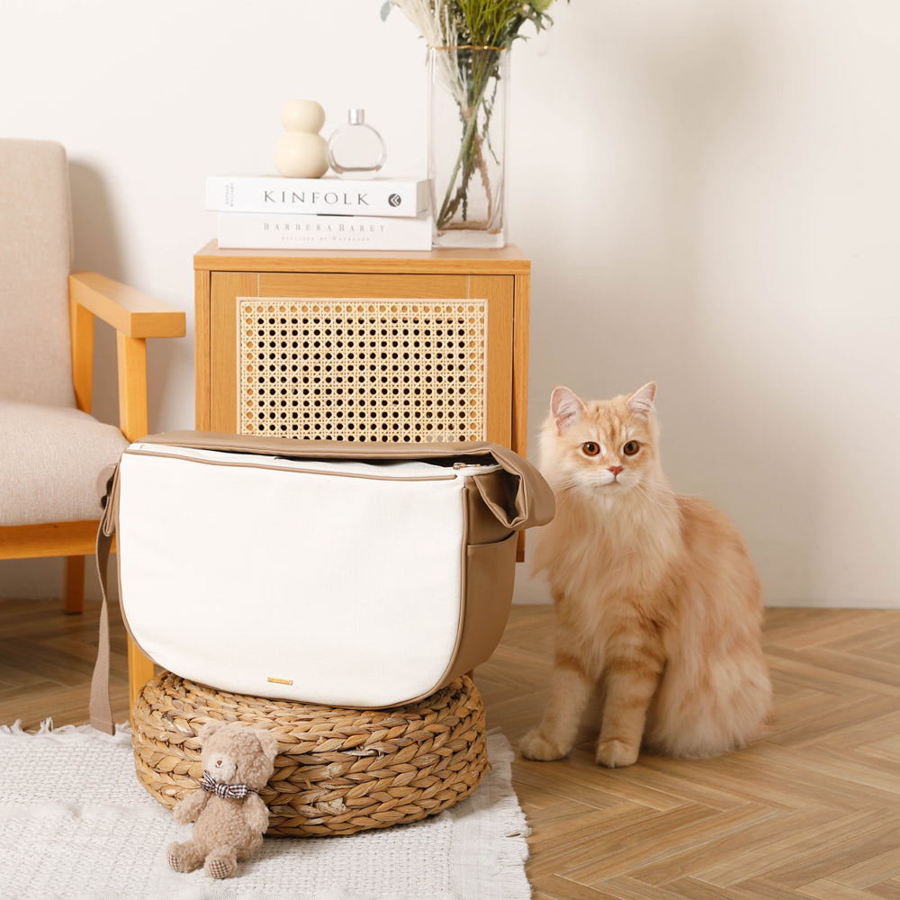 Canvas with mesh x eco leather pet sling [Supports name embroidery]