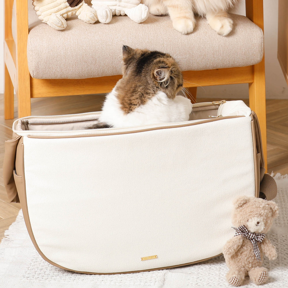Canvas with mesh x eco leather pet sling [Supports name embroidery]