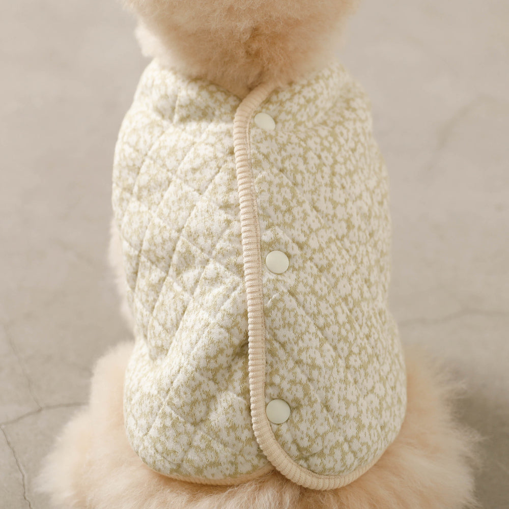 Reversible small floral pattern quilted vest