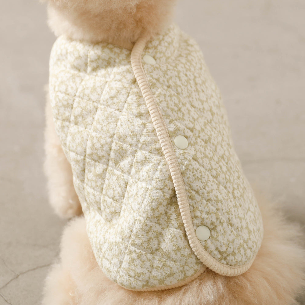 Reversible small floral pattern quilted vest