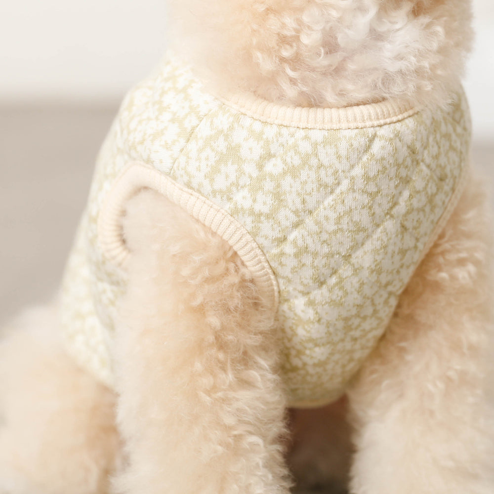 Reversible small floral pattern quilted vest