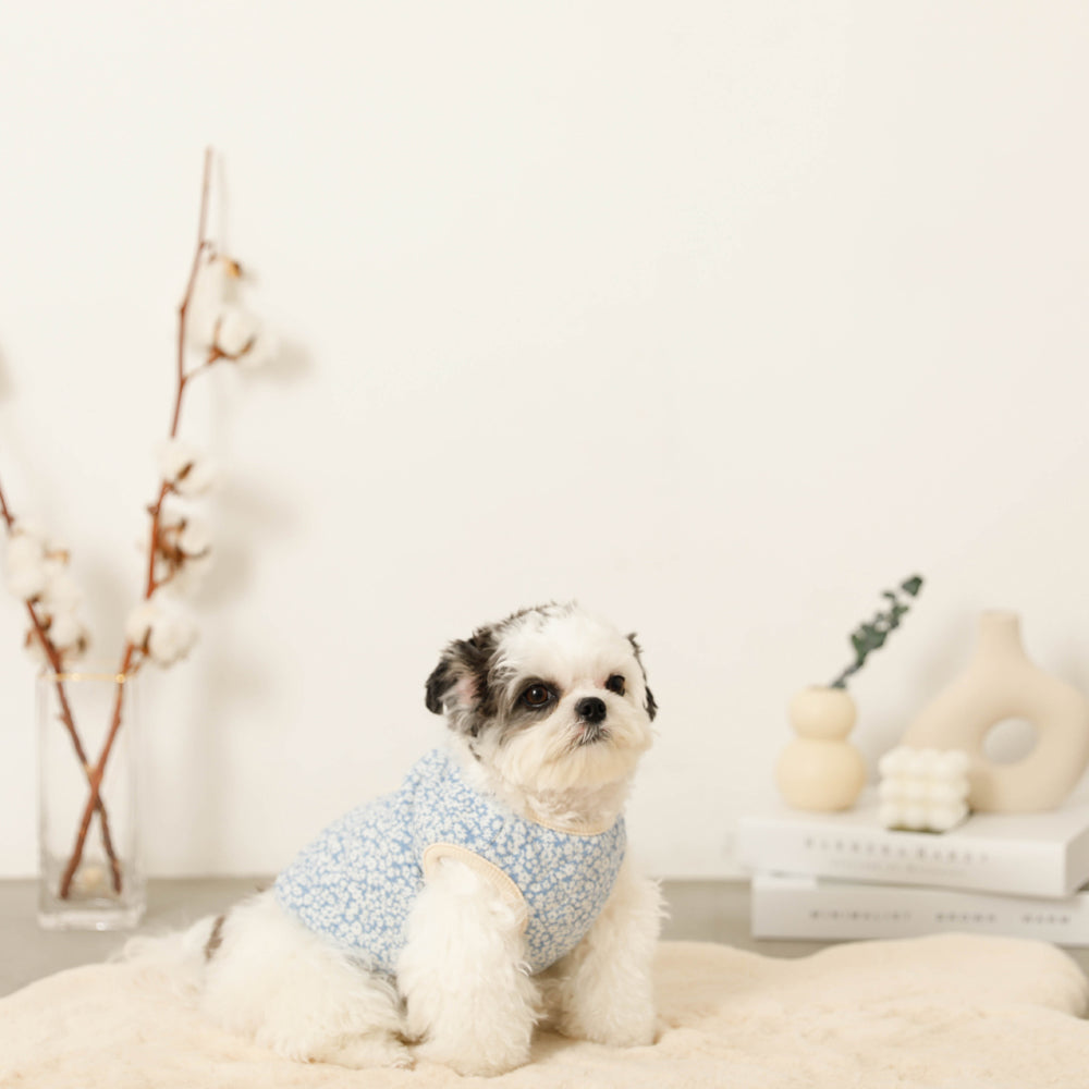 Reversible small floral pattern quilted vest