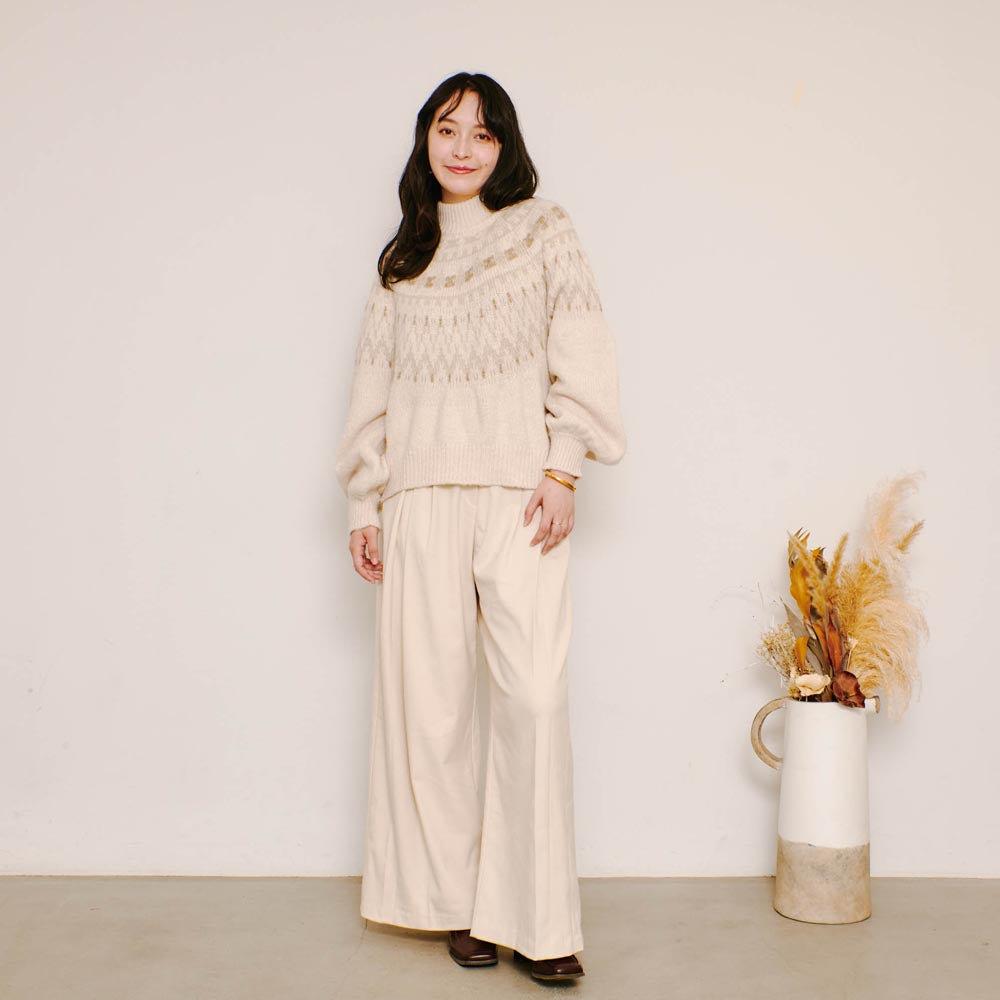 [Link Coordination SET] Nordic pattern high neck knit