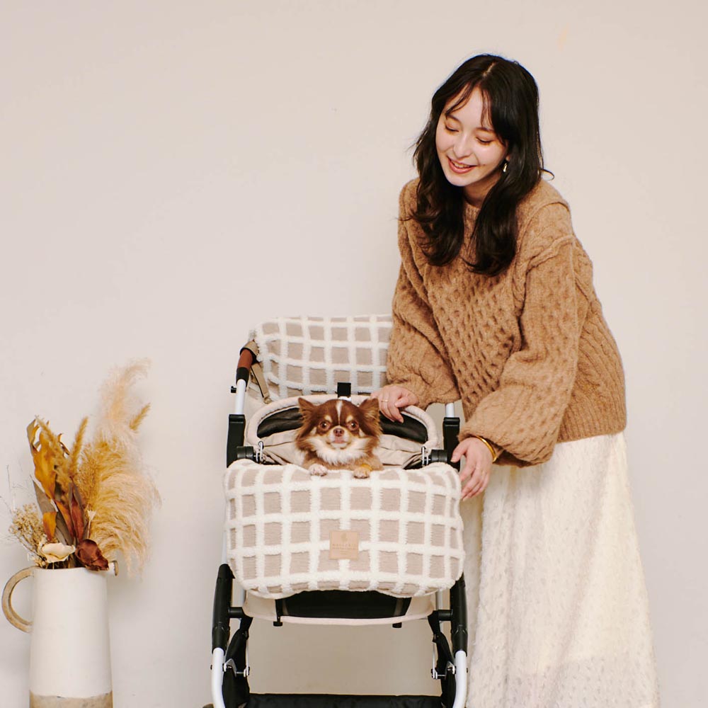 宠物推车格子下巴靠背垫盖