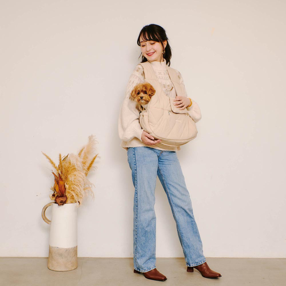 美品！モンシェリ キルティングメッシュ付きフロントリュック Msize キルティングメッシュ付きフロントリュック【名入れ刺繍対応】