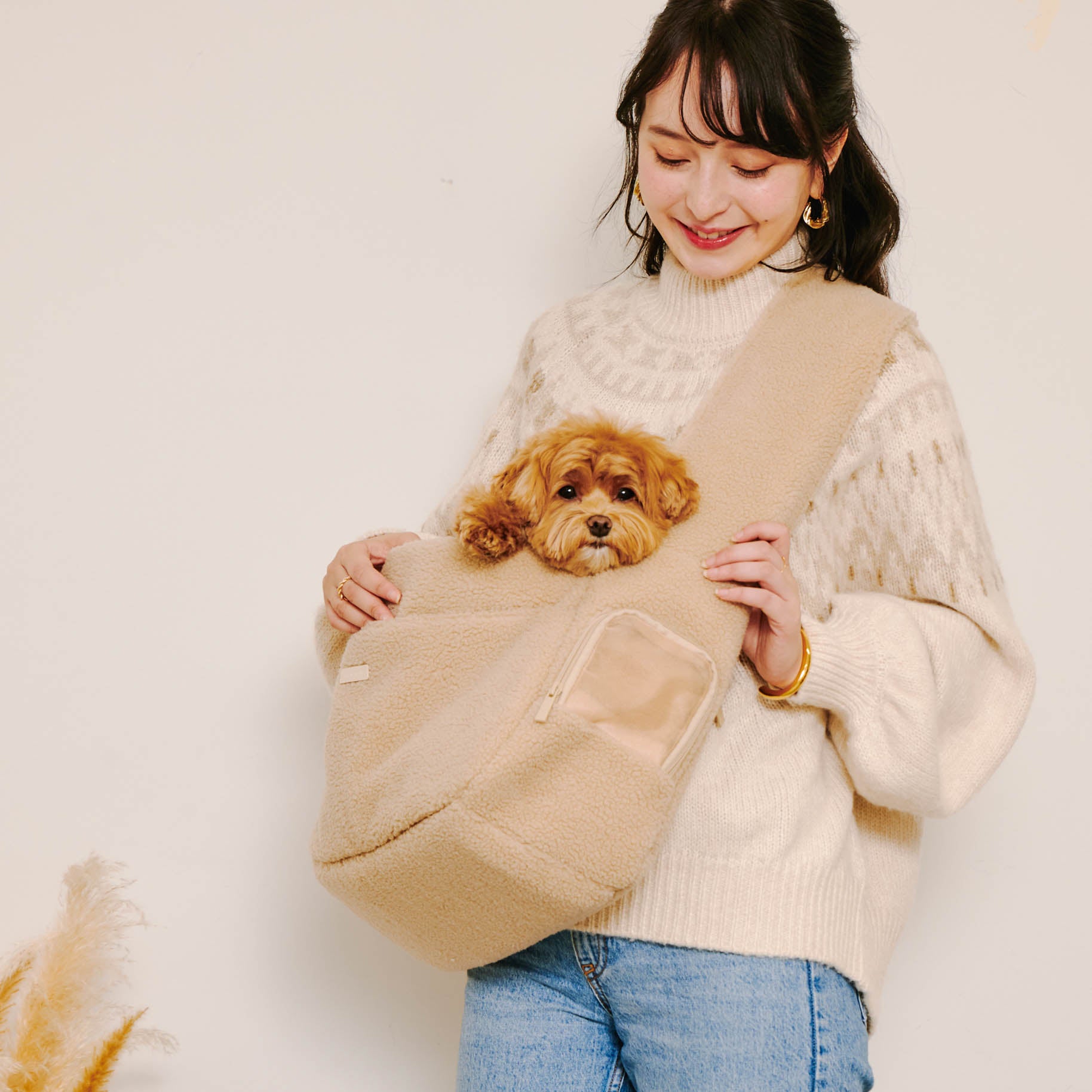 moncheri ボアスリングバッグ クッション付き ボアスリングバッグ クッション付き