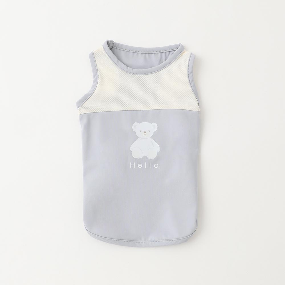 Cool bicolor mesh bear sleeveless tops [old model]