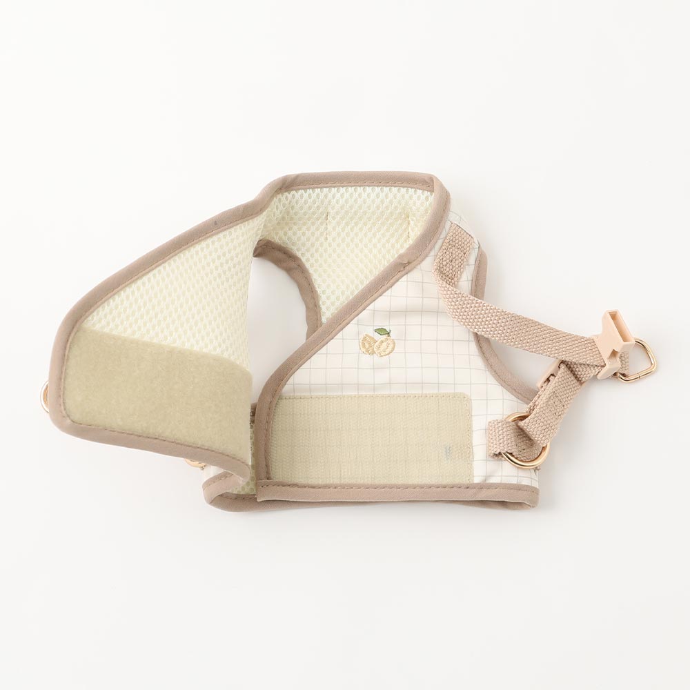 レモン柄刺繍ハーネス+リードSET【名入れ刺繍対応】