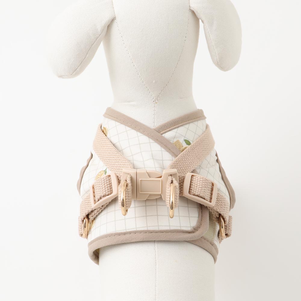 Lemon pattern embroidery harness + lead set [Name embroidery available]