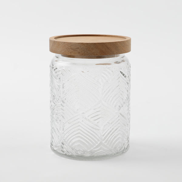 葉圖案木蓋玻璃罐