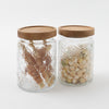 Retro pattern wood lid glass canister
