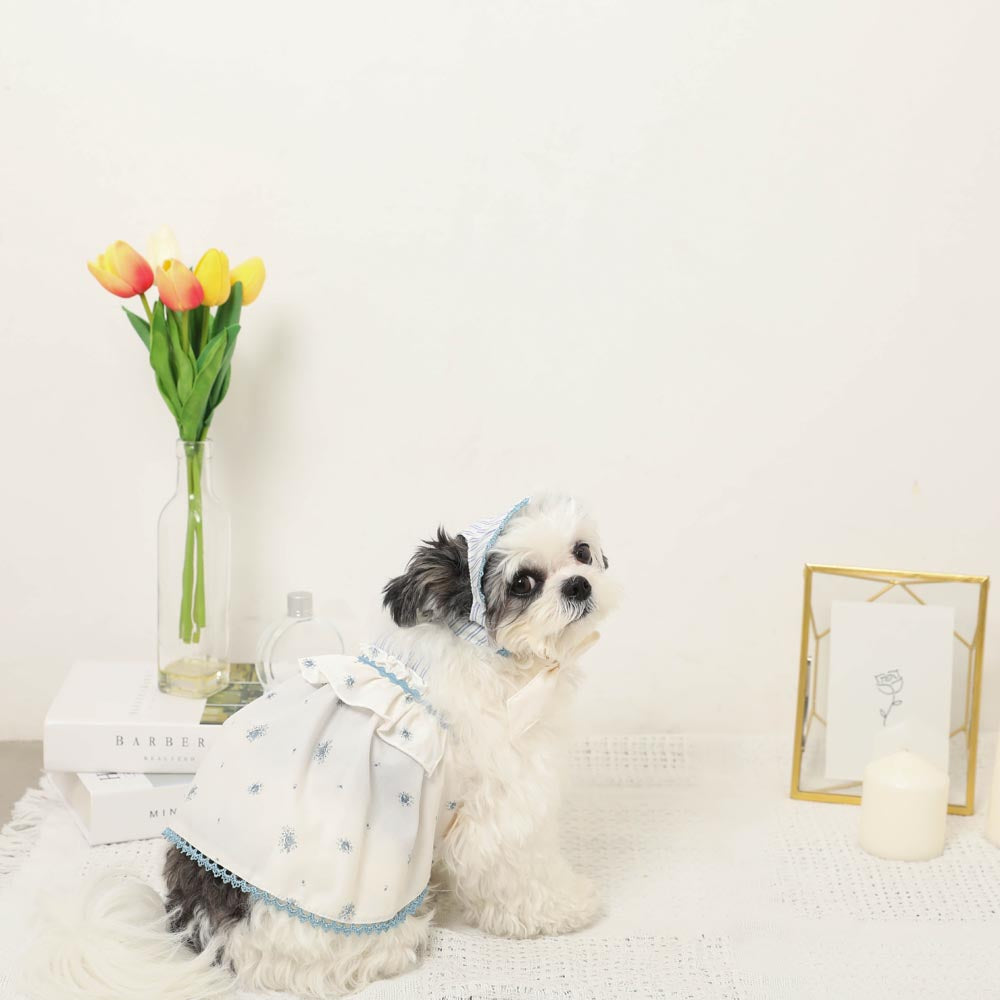 Cold feeling insect repellent striped sleeveless dress + Babushka SET [cold pack compatible]