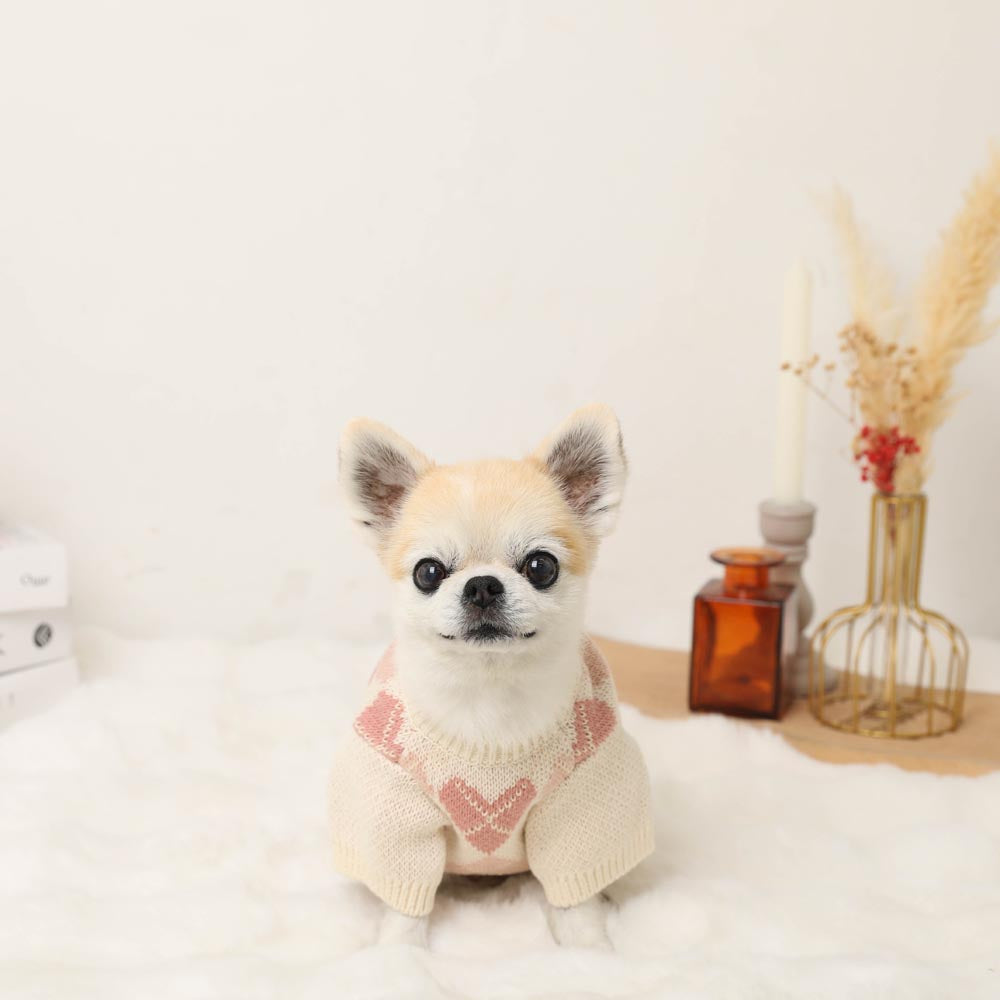 Heart argyle pattern knit tops