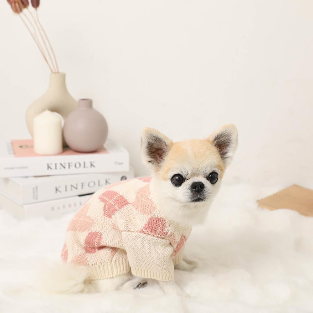 Heart argyle pattern knit tops