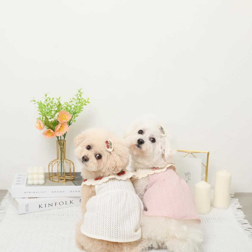 冷感さくらんぼカギ編みカラーワンピース＋ヘアピンSET