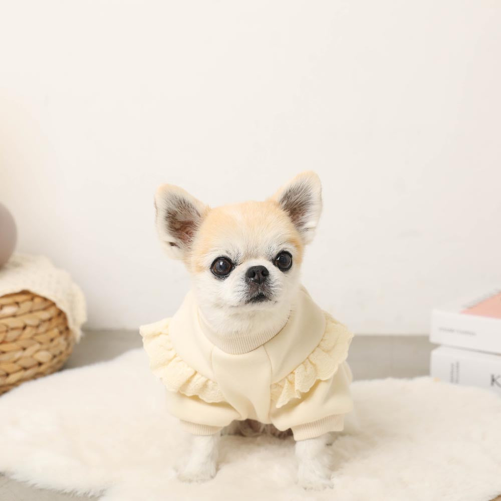 フリルショルダーウサギさん刺繍トップス