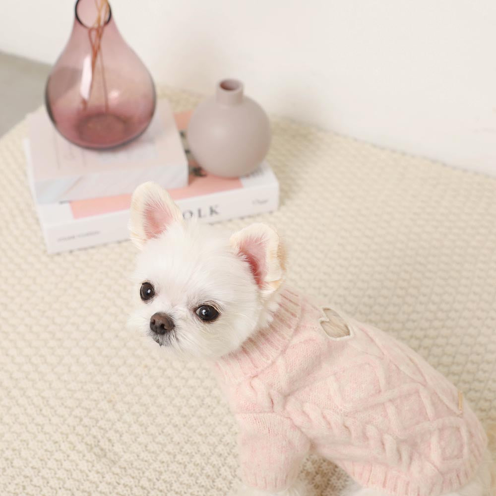 Heart-cut work knit tops
