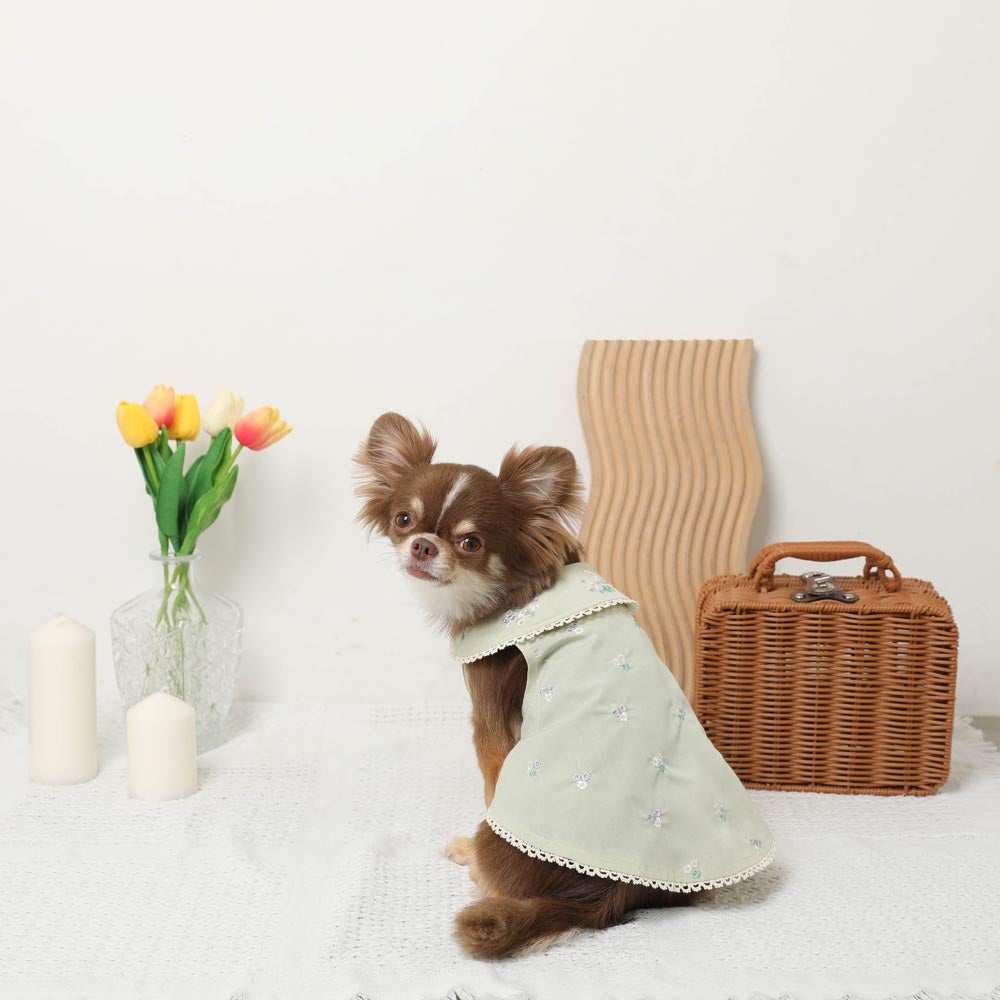 Cold feeling insect repellent flower embroidery sleeveless dress [cold pack compatible]