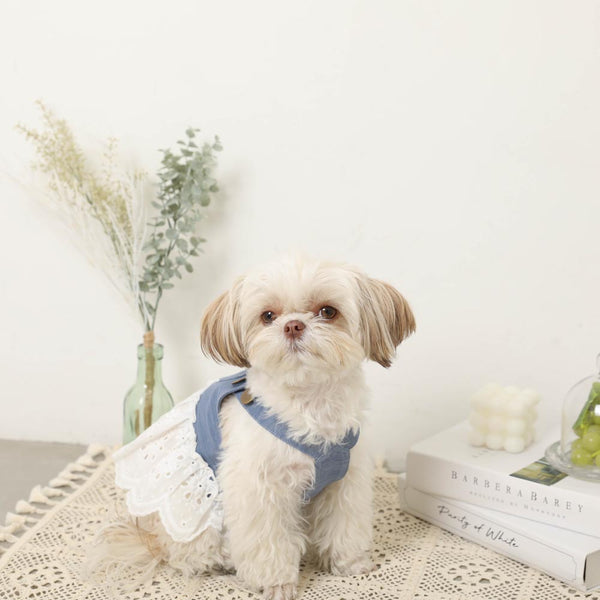 冷感デニムコットンレースコンビワンピース【保冷剤対応】