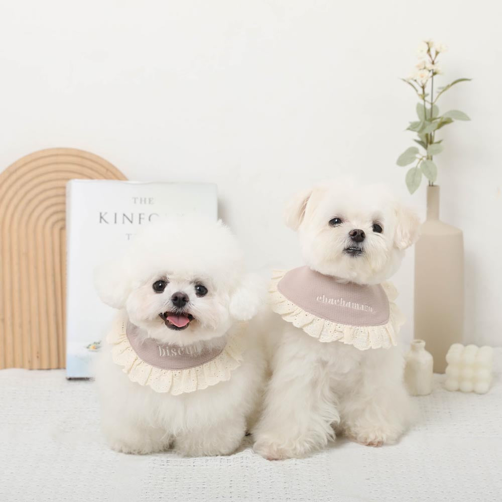 ナチュラルコットンフリル付け襟【名入れ刺繍対応】