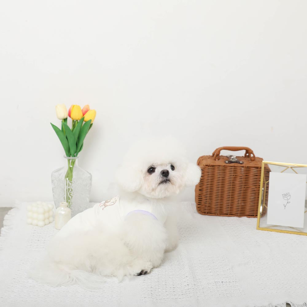 Cool Insect Repellent Dog Cafe Time Print Sleeveless Top [Compatible with ice packs]