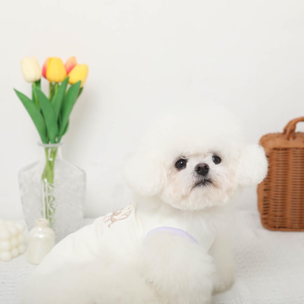 Cool Insect Repellent Dog Cafe Time Print Sleeveless Top [Compatible with ice packs]