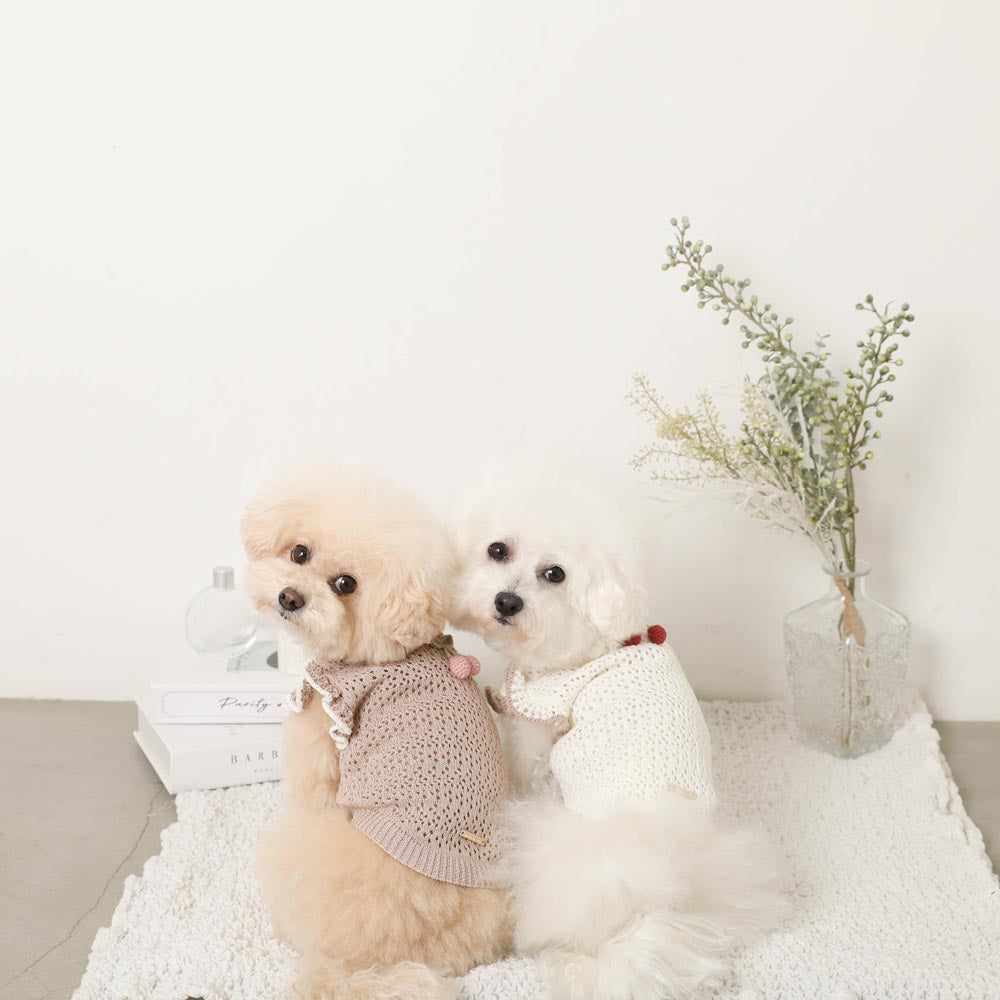 Cool cherry motif summer knit tops