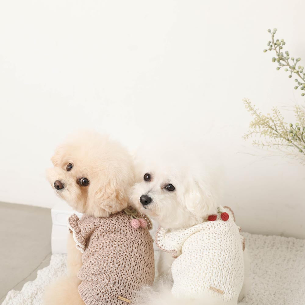 Cool cherry motif summer knit tops