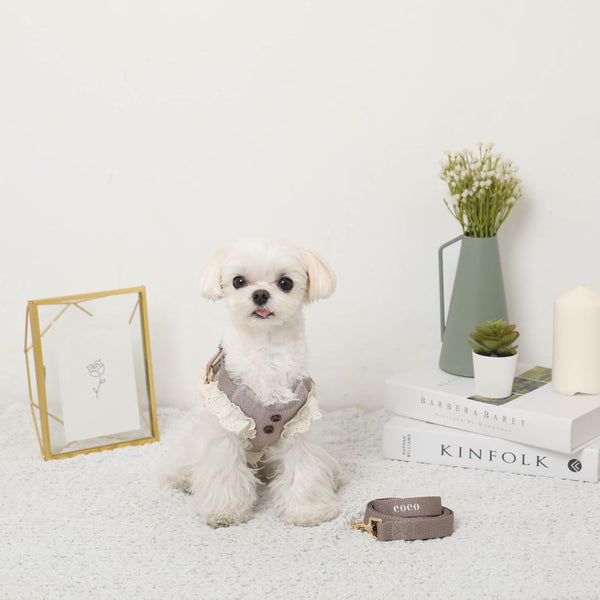 Rib frill harness + lead SET [Compatible with name embroidery]