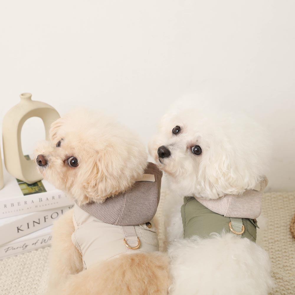 Casual mini pocket hooded nylon harness + lead set [Compatible with name embroidery]
