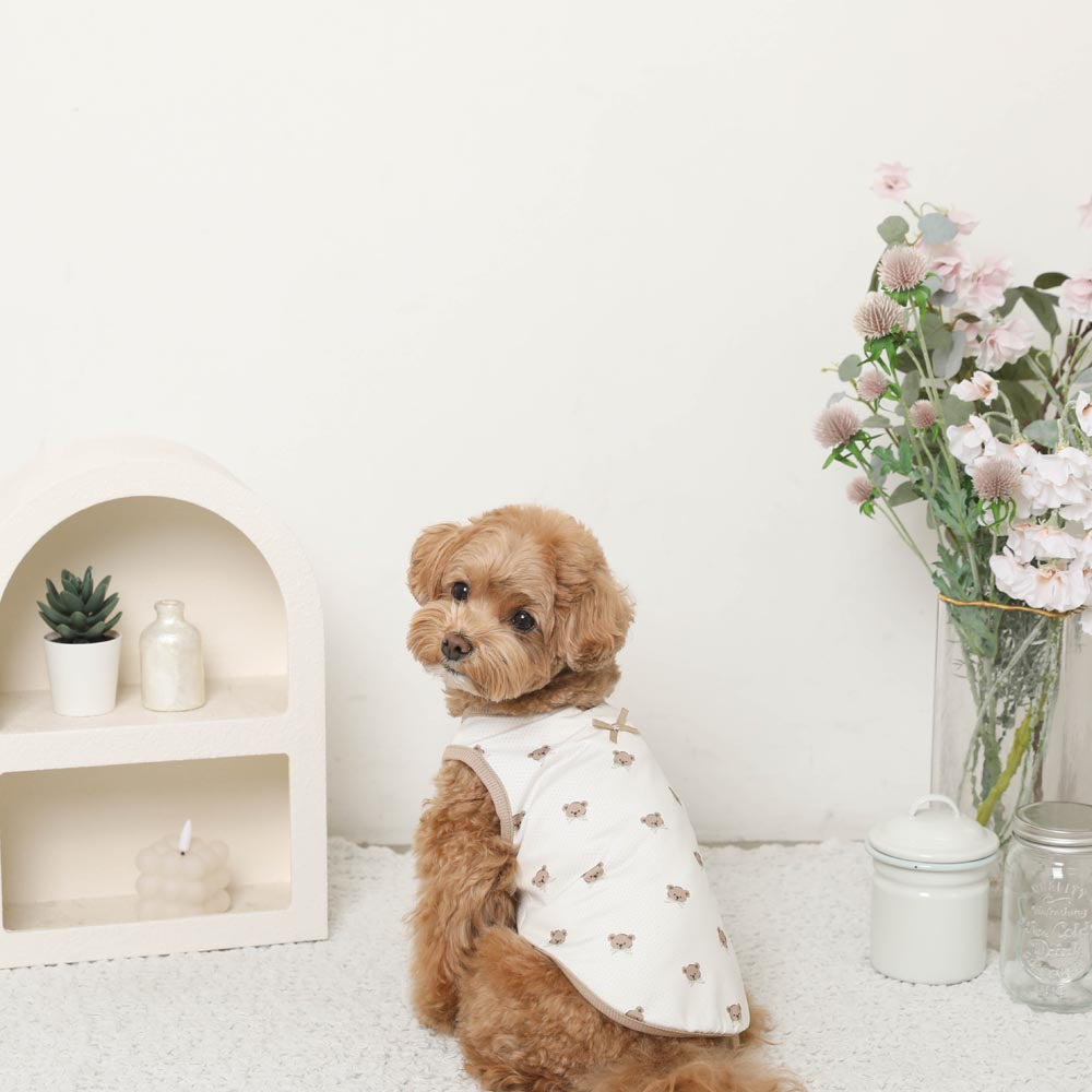 冷感メッシュくまさんプリントノースリーブトップス【保冷剤対応】