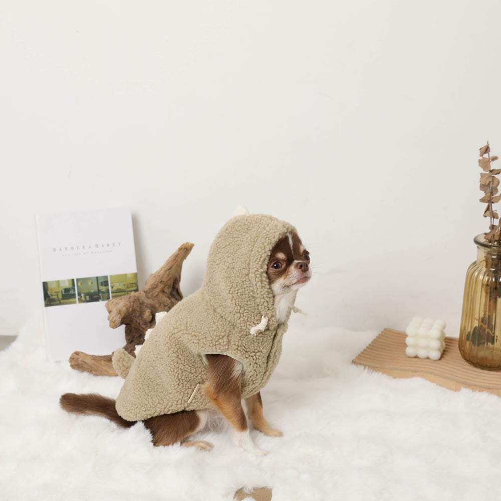 Dinosaur hooded boa vest