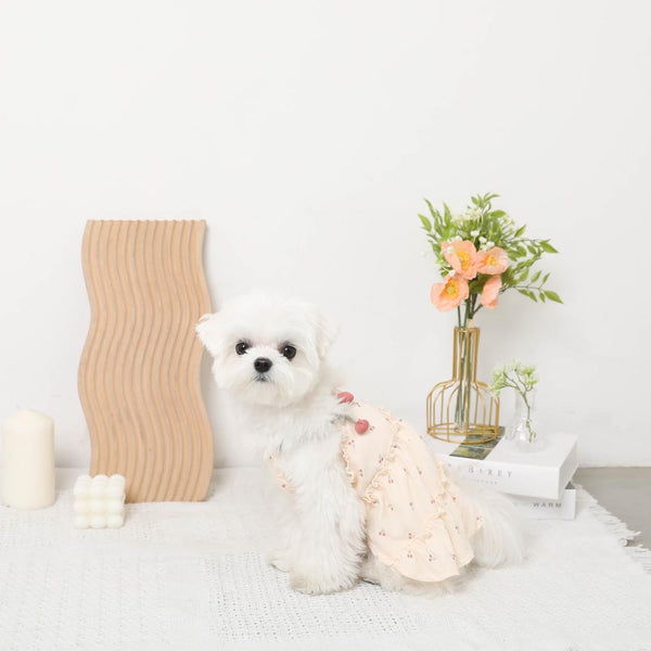 冷感さくらんぼモチーフティアードキャミワンピース