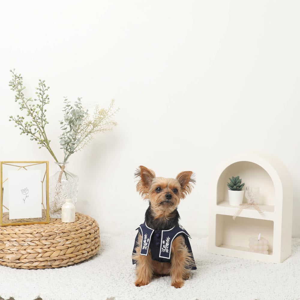 Sailor color flower embroidery dress [ice pack compatible]