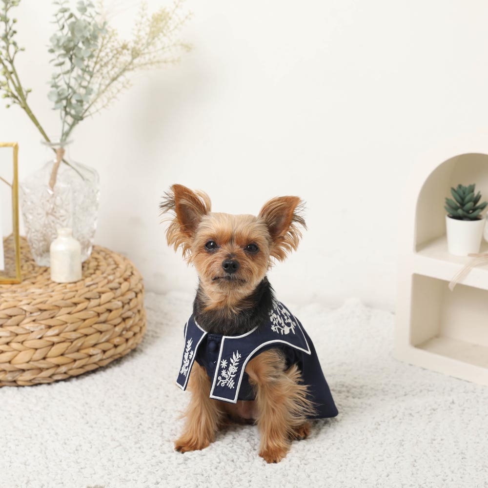 Sailor color flower embroidery dress [ice pack compatible]