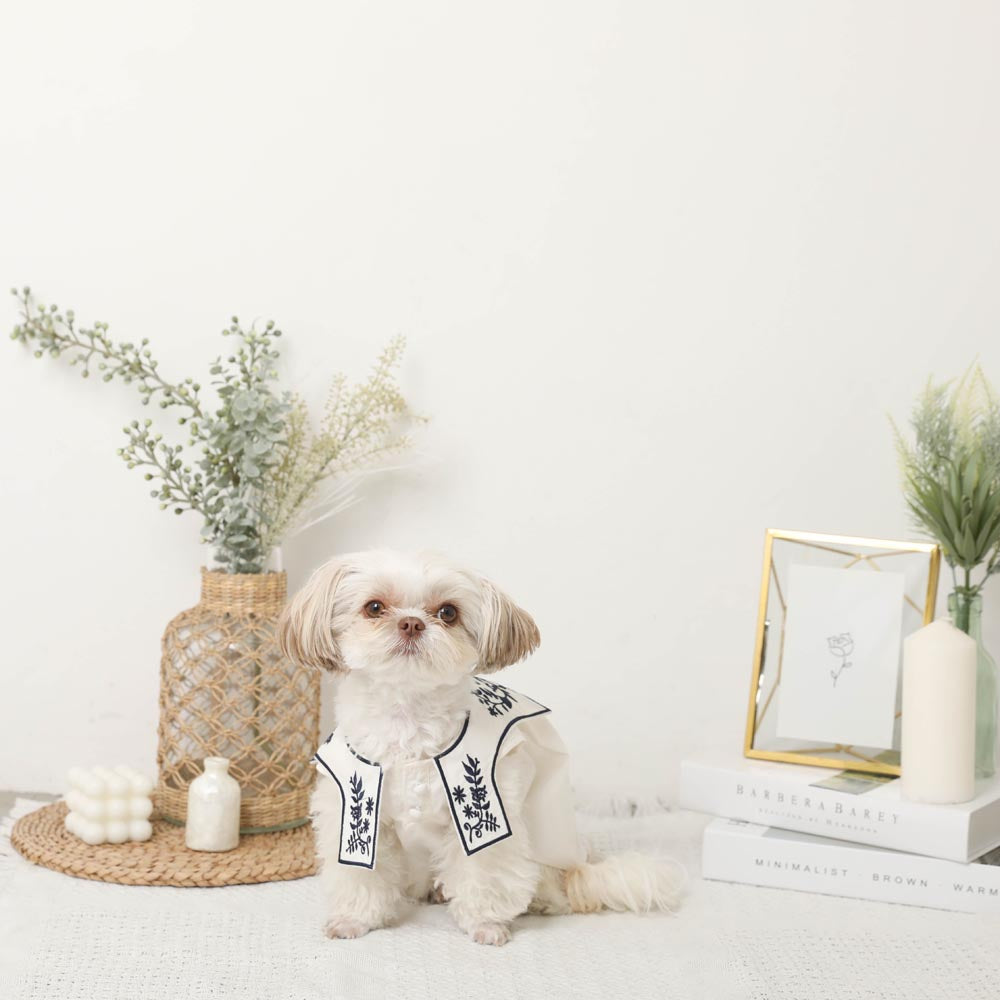 Sailor color flower embroidery dress [ice pack compatible]