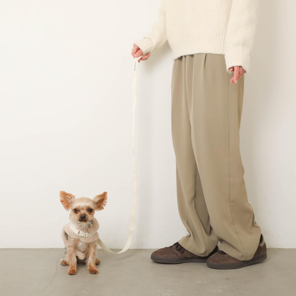 ベロアリボンファーコンビハーネス+リードSET【名入れ刺繍対応】