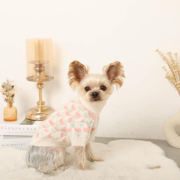 花柄ハイネックニット