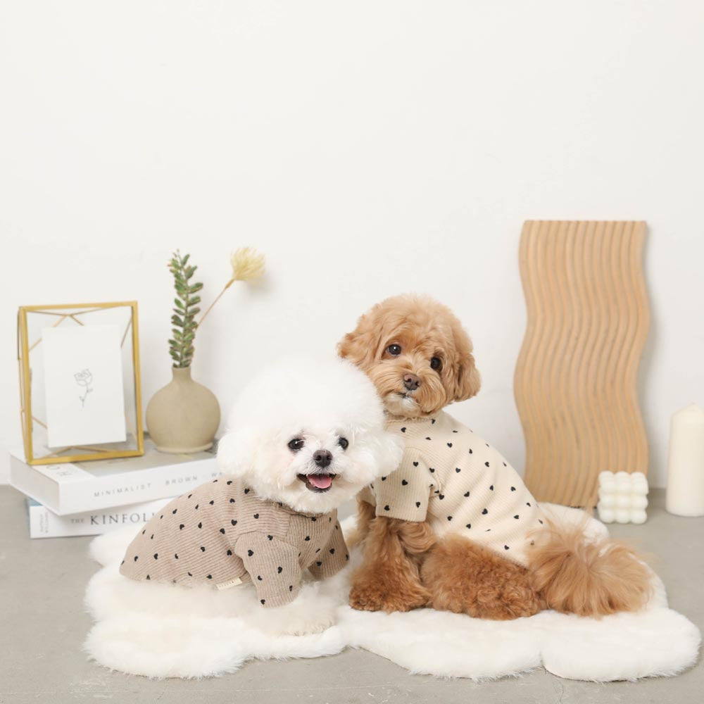 Heart pattern ribbed mellow tops