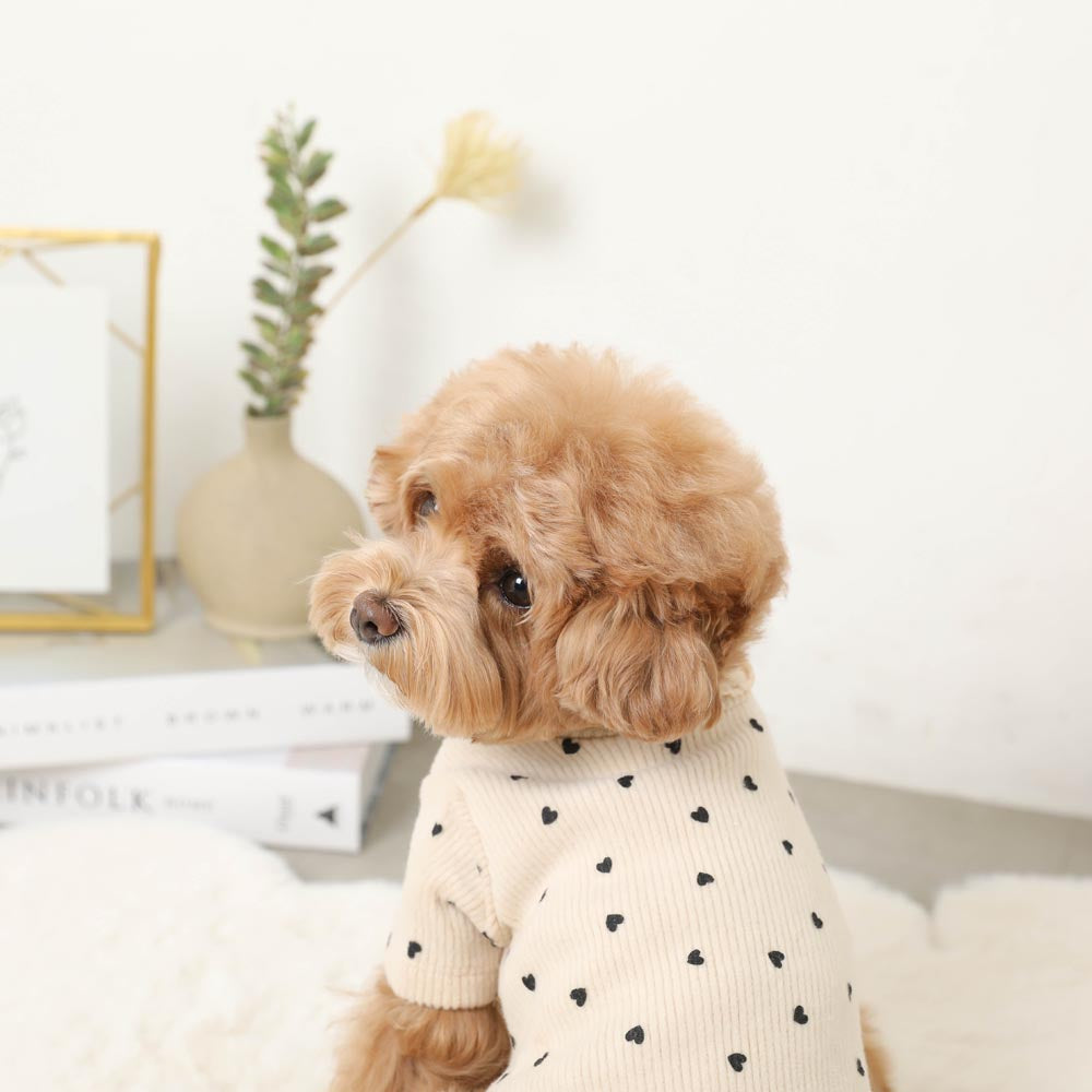 Heart pattern ribbed mellow tops