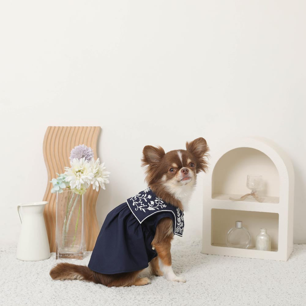 Sailor color flower embroidery dress [ice pack compatible]