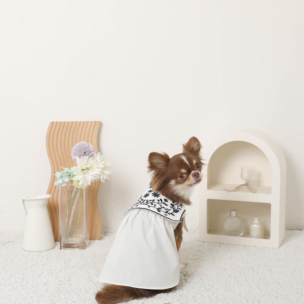 Sailor color flower embroidery dress [ice pack compatible]