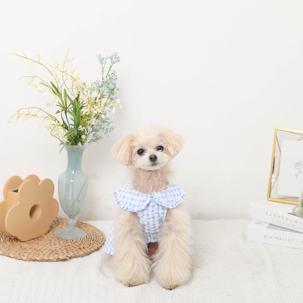 Cool gingham check shirring dress [ice pack compatible]