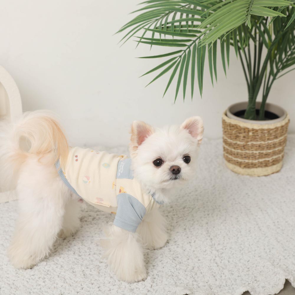 Cool summer print bicolor T-shirt [cold pack compatible]