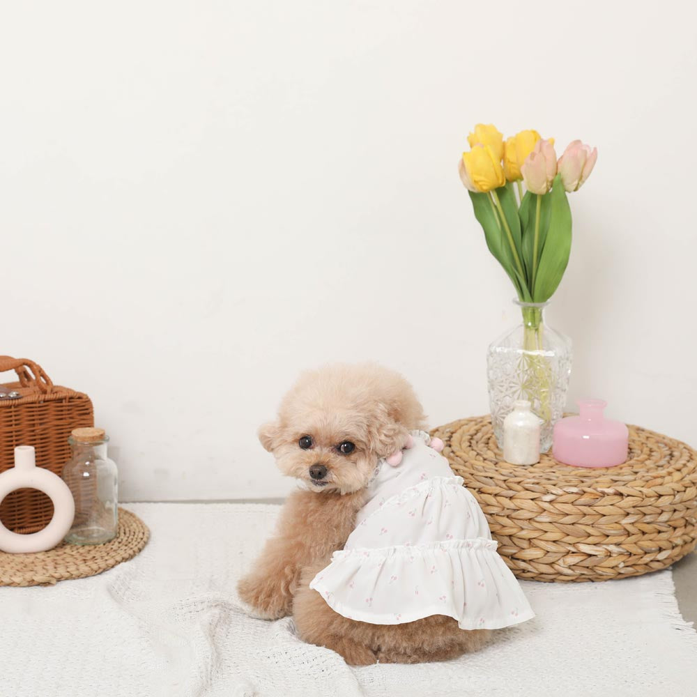 Cool cherry motif tiered cami dress